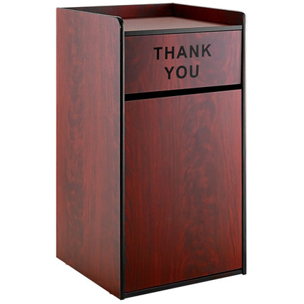 Commercial Rubbish Bin Cabinet &Amp; Tray Shelf 'Thank You' Mahogany |  Gslj006 M