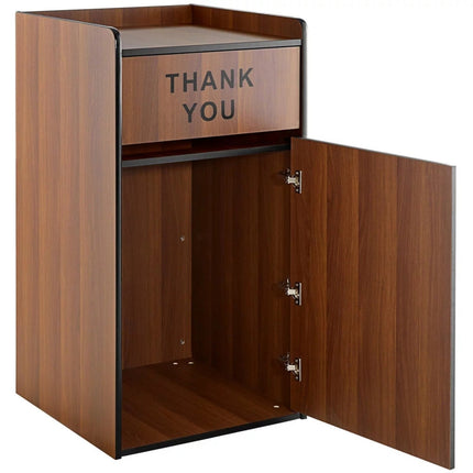 Commercial Rubbish Bin Cabinet &Amp; Tray Shelf 'Thank You' Walnut |  Gslj006 W