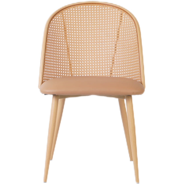 Bistro Rattan Chair With Brown Vinyl Seat Round Back |  Gsm1023 Natural