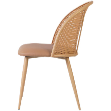 Bistro Rattan Chair With Brown Vinyl Seat Round Back |  Gsm1023 Natural