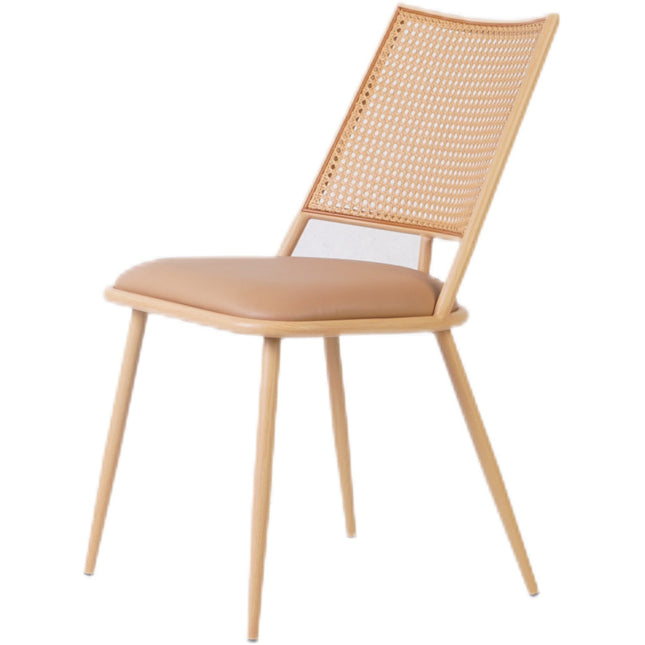 Bistro Rattan Chair With Brown Vinyl Seat Square Back |  Gsm1024 Natural