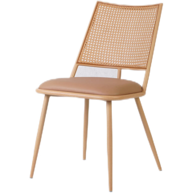 Bistro Rattan Chair With Brown Vinyl Seat Square Back |  Gsm1024 Natural