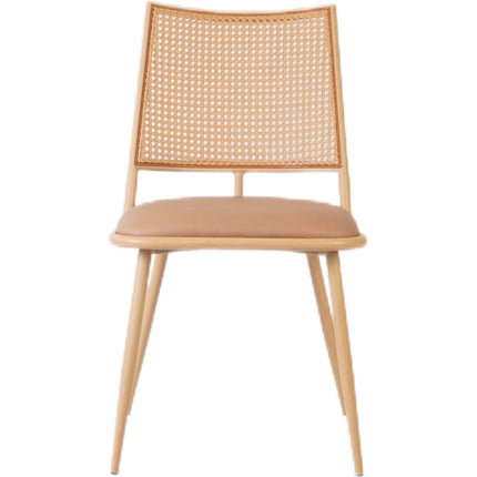 Bistro Rattan Chair With Brown Vinyl Seat Square Back |  Gsm1024 Natural