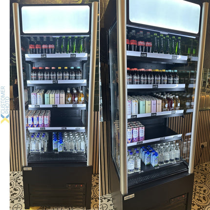 Wall Cabinet Multi Deck Refrigerator 230 Litres Curved Front Black 700x720x2020mm |  Gto3700