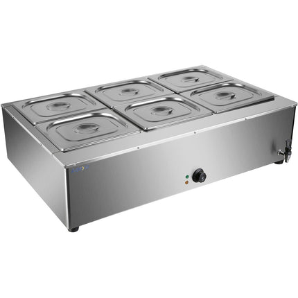 Commercial Electric Bain Marie 6x Gn1/2 3000 W Countertop 1080x750x275mm | Hb1080