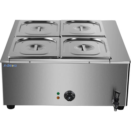 Commercial Electric Bain Marie 4x Gn1/2 3000 W Countertop 750x750x275mm | Hb750