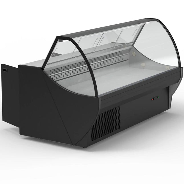 Serve Over Deli Counter Curved Glass Front Width 1520mm Black |  Hc84 V1052