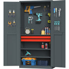 Professional Metal Tool Storage Cabinet With Pegboard 2 Drawers &Amp; 2 Shelves 900x500x1800mm | Hdgja01