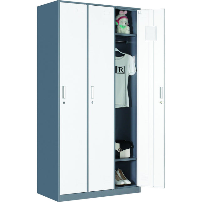 Commercial 3 Door Locker 900x450x1800mm Gray White | Hdgs03