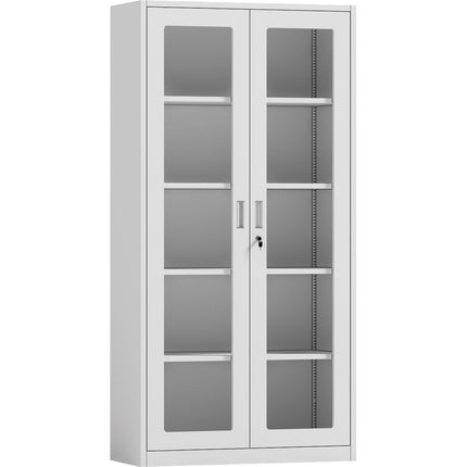 Professional Filing Cabinet With Glass Door 900x390x1800mm White | Hdwb02