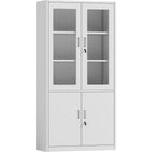 Professional Filing Cabinet With Glass &Amp; Metal Doors 900x390x1800mm White | Hdwb04