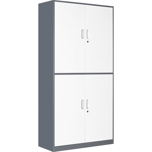 Professional Double Filing Cabinet 900x390x1800mm Gray White | Hdws04