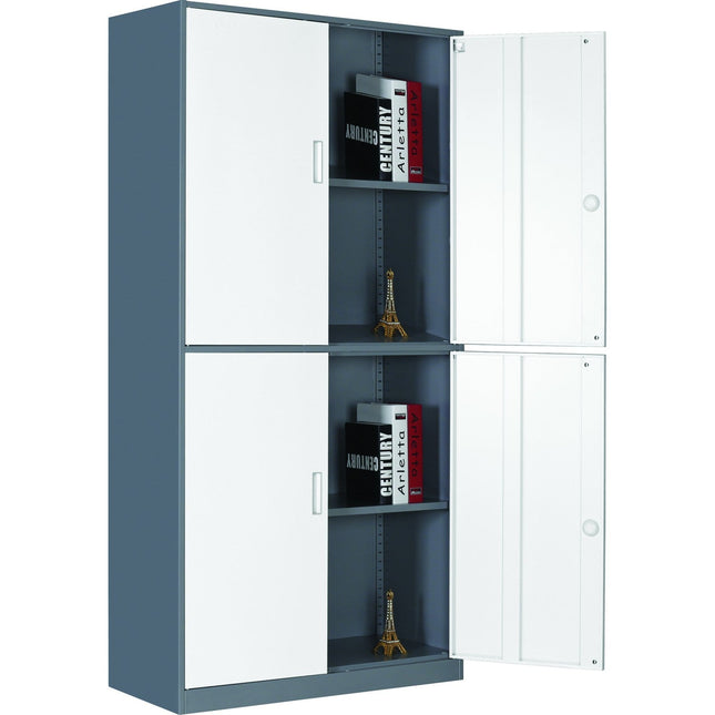 Professional Double Filing Cabinet 900x390x1800mm Gray White | Hdws04