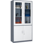 Professional Filing Cabinet With Glass &Amp; Metal Doors 900x390x1800mm Gray White | Hdwsb04