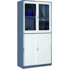Professional Filing Cabinet With Glass &Amp; Metal Sliding Doors 900x390x1800mm Gray White | Hdysb04