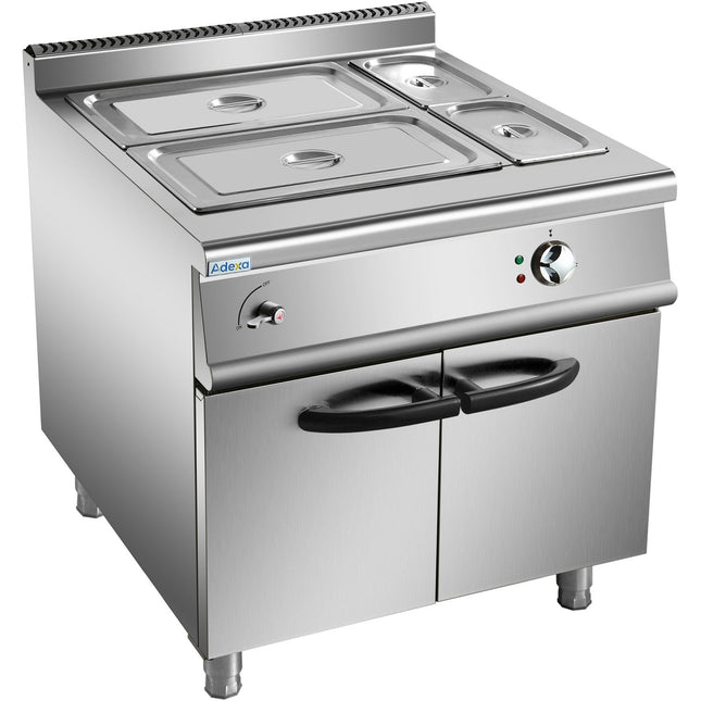Commercial Electric Bain Marie With Cabinet 2x Gn1/1 + 2x Gn1/3 6k W 900mm Depth |  Heb909 A