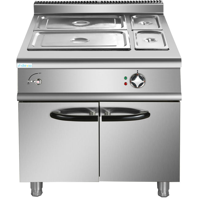 Commercial Electric Bain Marie With Cabinet 2x Gn1/1 + 2x Gn1/3 6k W 900mm Depth |  Heb909 A