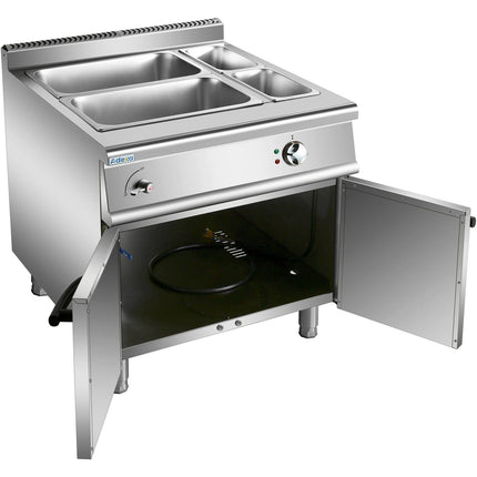 Commercial Electric Bain Marie With Cabinet 2x Gn1/1 + 2x Gn1/3 6k W 900mm Depth |  Heb909 A