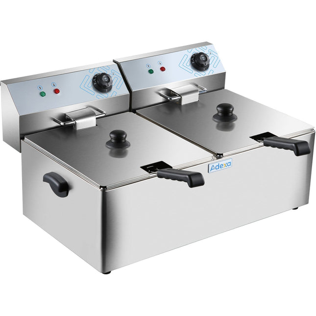 Commercial Fryer Double Electric 2x11 Litre 7k W Countertop |  Hef11 L2