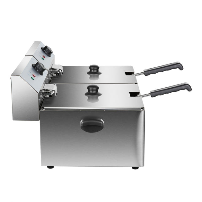 Commercial Fryer Double Electric 2x11 Litre 7k W Countertop |  Hef11 L2