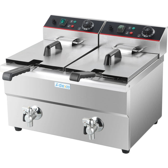 Commercial Fryer Double Electric 2x12 Litre 6.5k W Countertop |  Hef12 L2