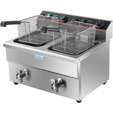 Commercial Fryer Double Electric 2x12 Litre 6.5k W Countertop |  Hef12 L2