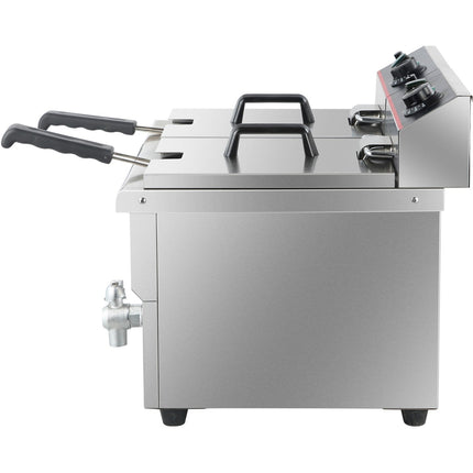 Commercial Fryer Double Electric 2x12 Litre 6.5k W Countertop |  Hef12 L2