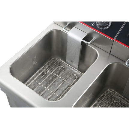 Commercial Fryer Double Electric 2x12 Litre 6.5k W Countertop |  Hef12 L2