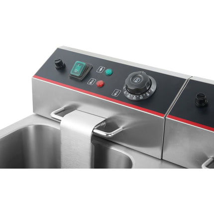 Commercial Fryer Double Electric 2x12 Litre 6.5k W Countertop |  Hef12 L2