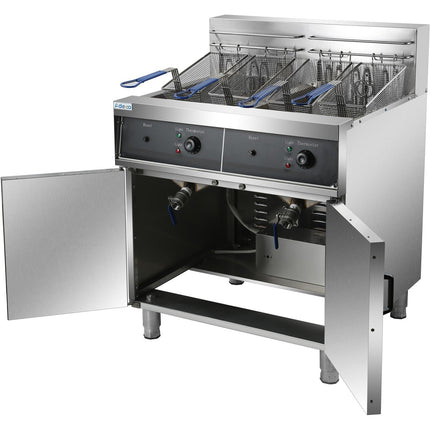 Commercial Fryer Double Electric 2x30 Litre 20k W Free Standing |  Hef262
