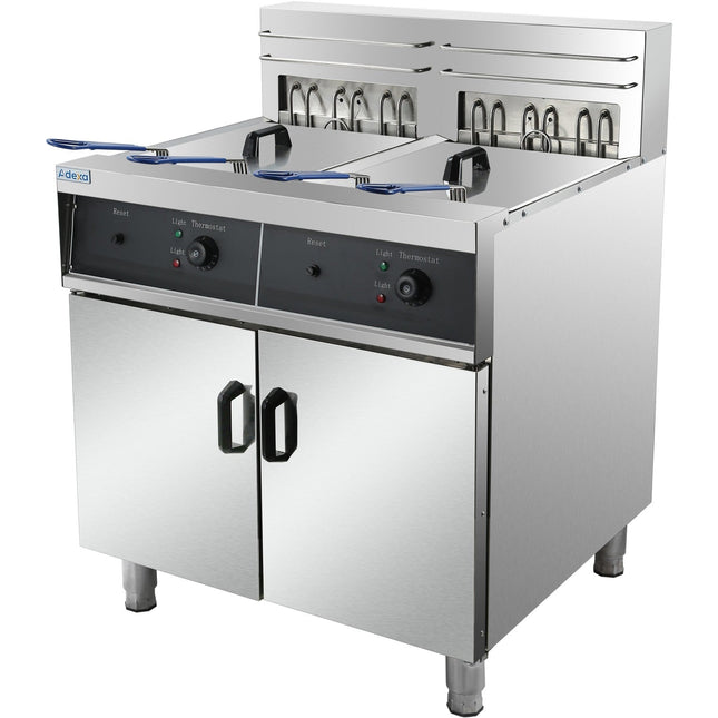 Commercial Fryer Double Electric 2x30 Litre 20k W Free Standing |  Hef262