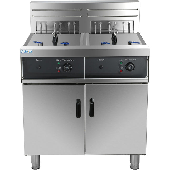 Commercial Fryer Double Electric 2x30 Litre 20k W Free Standing |  Hef262