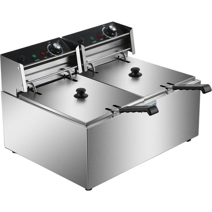 Commercial Fryer Double Electric 2x8 Litre 5.6k W Countertop | Hef89