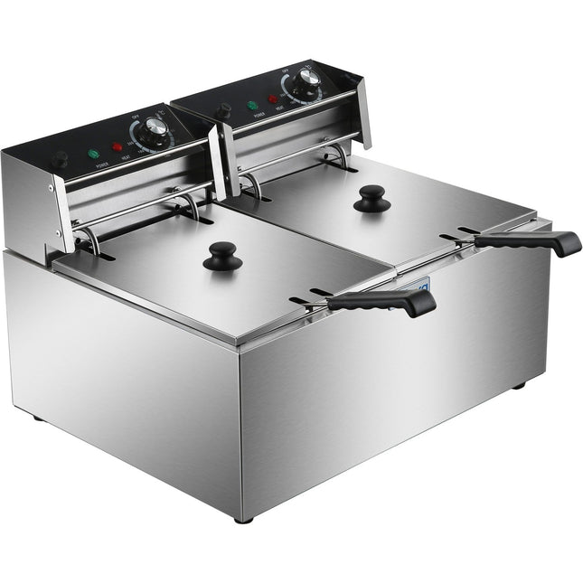 Commercial Fryer Double Electric 2x8 Litre 5.6k W Countertop | Hef89