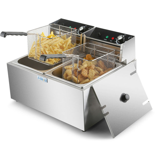 Commercial Fryer Double Electric 2x8 Litre 5.6k W Countertop | Hef89