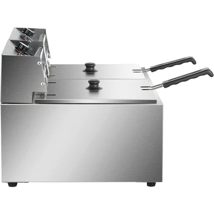 Commercial Fryer Double Electric 2x8 Litre 5.6k W Countertop | Hef89