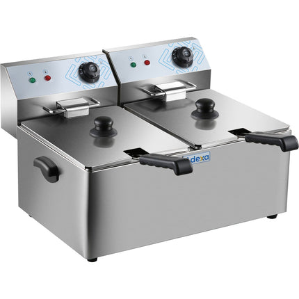 Commercial Fryer Double Electric 2 X 8 Litre 6.5k W Countertop |  Hef8 L2