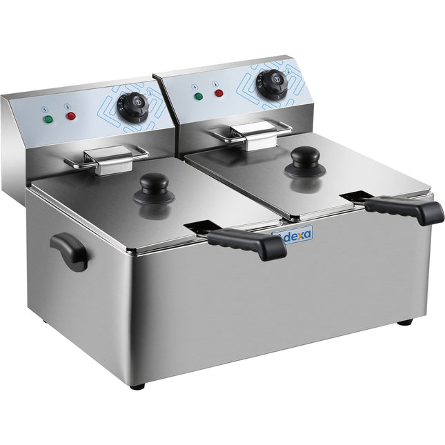 Commercial Fryer Double Electric 2 X 8 Litre 6.5k W Countertop |  Hef8 L2