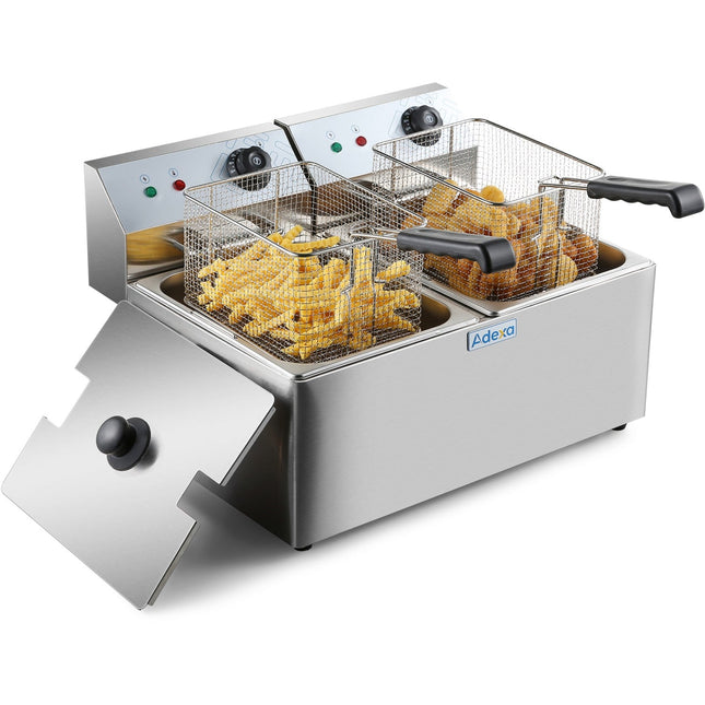 Commercial Fryer Double Electric 2 X 8 Litre 6.5k W Countertop |  Hef8 L2