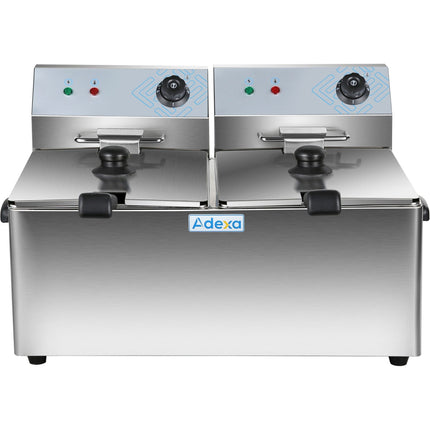 Commercial Fryer Double Electric 2 X 8 Litre 6.5k W Countertop |  Hef8 L2