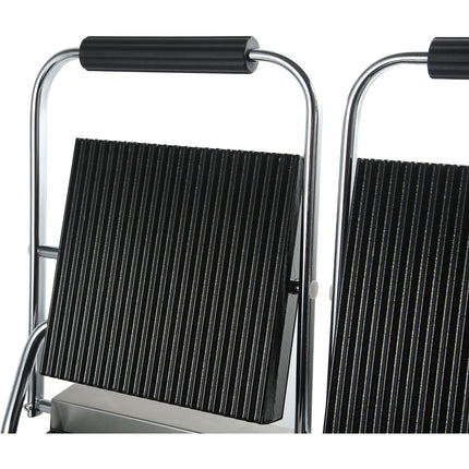 Heavy Duty Twin Panini Contact Grill Ribbed 3.6k W Dual Zone |  Heg813