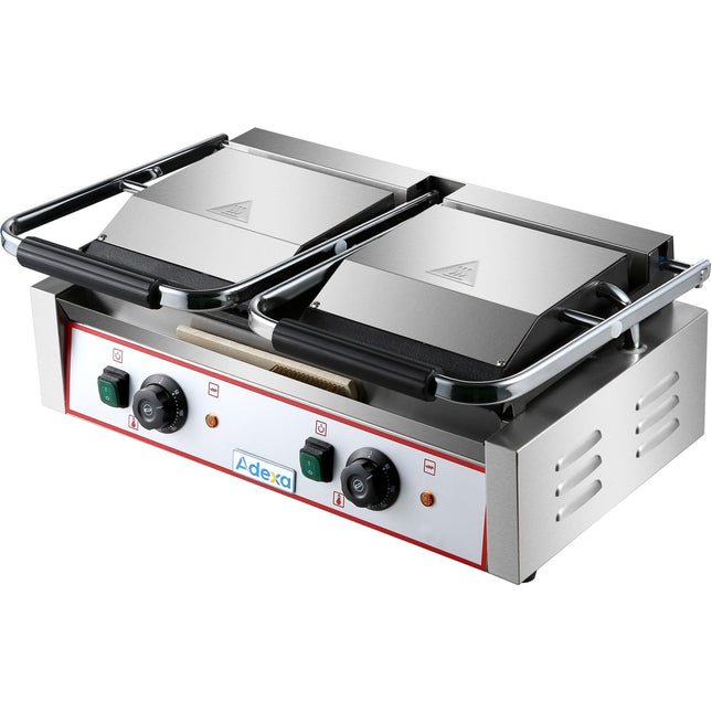Heavy Duty Twin Panini Contact Grill Ribbed/Smooth 3.6k W Dual Zone |  Heg813 A