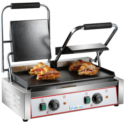 Heavy Duty Twin Panini Contact Grill Smooth 3.6k W Dual Zone |  Heg813 B
