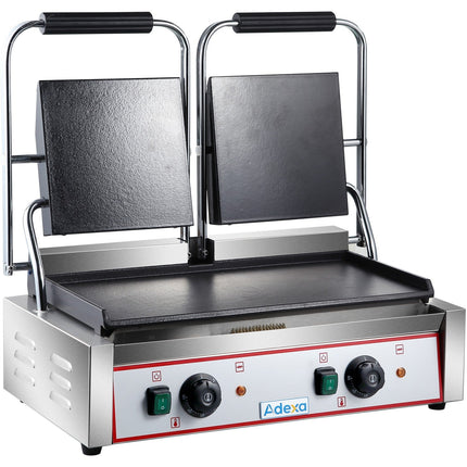 Heavy Duty Twin Panini Contact Grill Smooth 3.6k W Dual Zone |  Heg813 B