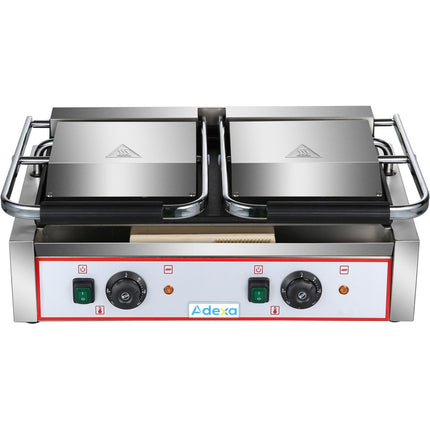 Heavy Duty Twin Panini Contact Grill Smooth 3.6k W Dual Zone |  Heg813 B