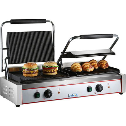 Heavy Duty Twin Xl Panini Contact Grill Ribbed 4.4k W Dual Zone |  Heg813 E