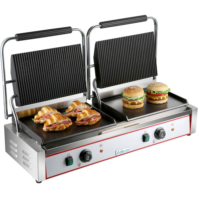 Heavy Duty Twin Xl Panini Contact Grill Ribbed/Smooth 4.4k W Dual Zone |  Heg813 Ea