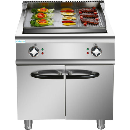 Professional Electric Griddle With Cabinet Base 9k W Smooth/Ribbed 700mm Depth |  Her706 A