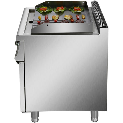 Professional Electric Griddle With Cabinet Base 9k W Smooth/Ribbed 700mm Depth |  Her706 A