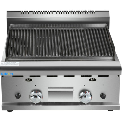 Commercial Gas Lava Rock Grill 2 Zones Countertop | Hgl607